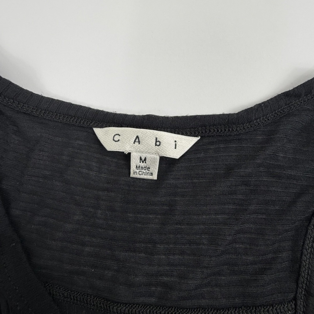 CAbi Ribbed Racerback Tank Top Black Size Medium Sleeveless Stretch Women's FLAW - Picture 2 of 5